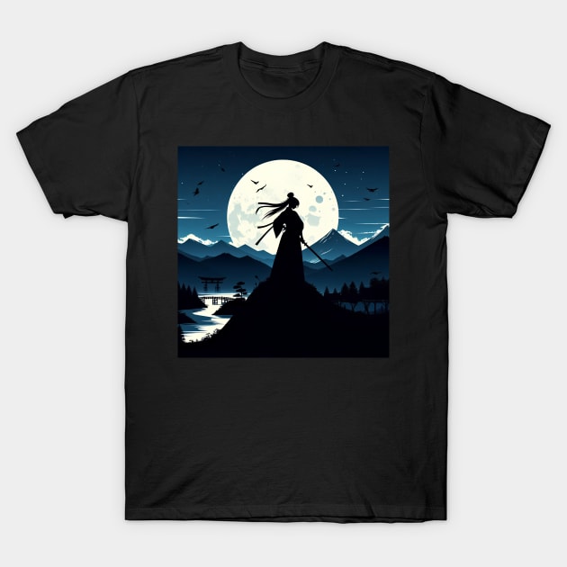 Samurai Silhouette #9 T-Shirt by kreasioncom